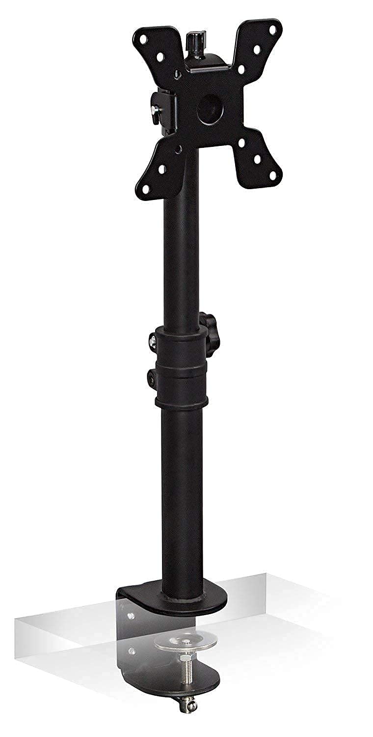 Mount-It! Adjustable Mobile Standing Desk with Single VESA Monitor Mount - Fits 19-30 Inch PC Screens, C-Clamp Base (Black) | Perfect for Home Office, Gaming Setup & Workspace Ergonomics