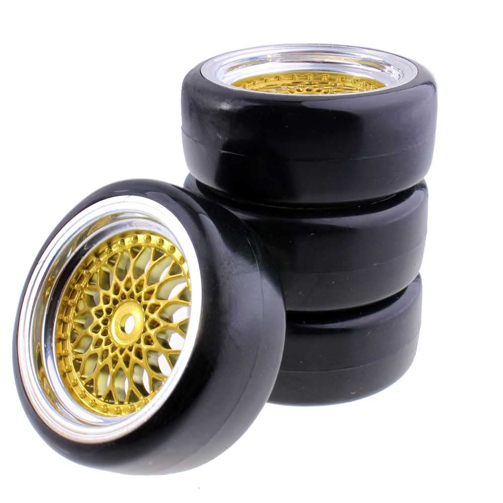 1/10 Scale RC Drift Car Wheels and Tires Set - 62mm Diameter, 12mm Hex, 3/6/9mm Offset - Compatible with HSP, HPI, Sakura RC Models - Perfect for Competitive Drifting and Street Racing (Offset: 3mm)