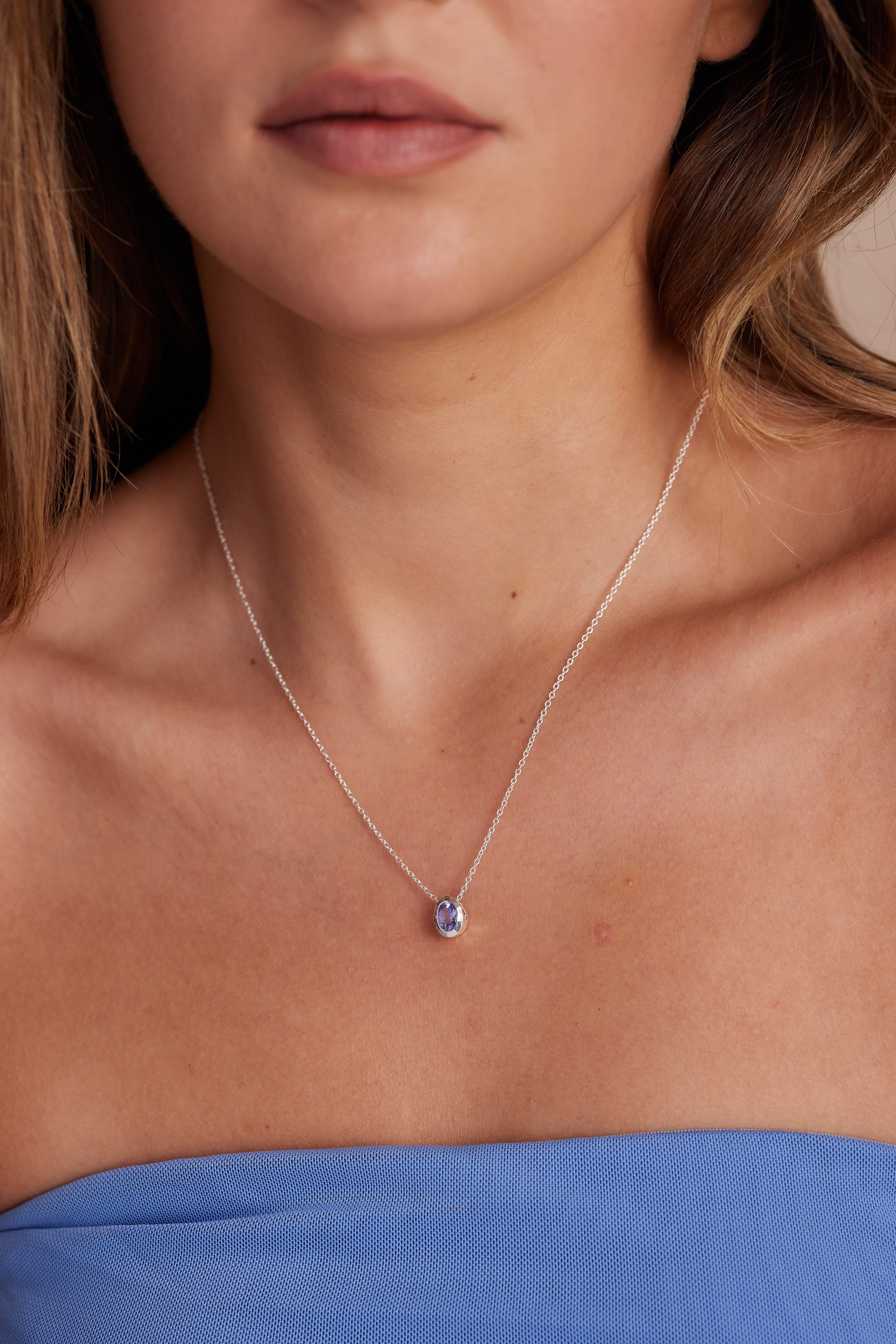 December Tanzanite Silver Oval Birthstone Necklace - Elegant Jewelry Gift for Women, Birthday, Anniversary & Special Occasions