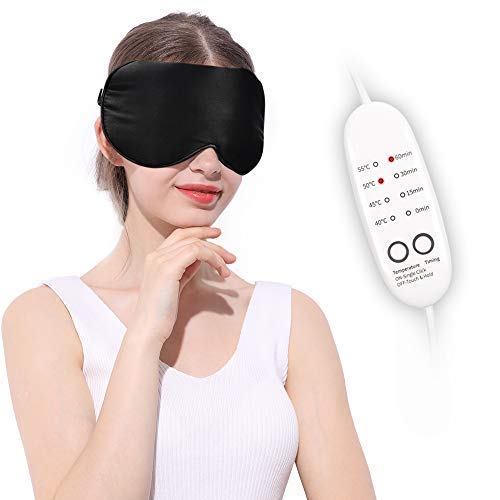 Reusable USB Heated Eye Mask with Temperature & Timer Control - Silk Steam Eye Mask for Puffiness, Dry Eyes, Tired Eyes, Blepharitis & Styes Relief - Perfect for Sleep, Travel & Relaxation Therapy