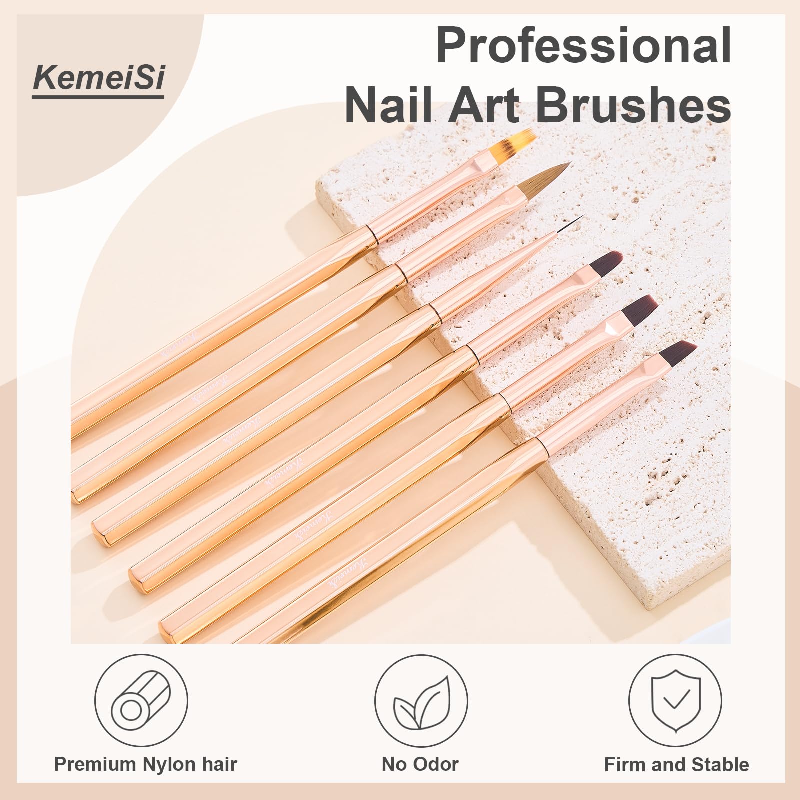 6Pcs Professional Nail Art Brush Set - Nail Liner, Ombre, Gel Polish Painting Brushes for DIY & Salon Nail Designs | Perfect for Home Manicures & Professional Nail Artistry