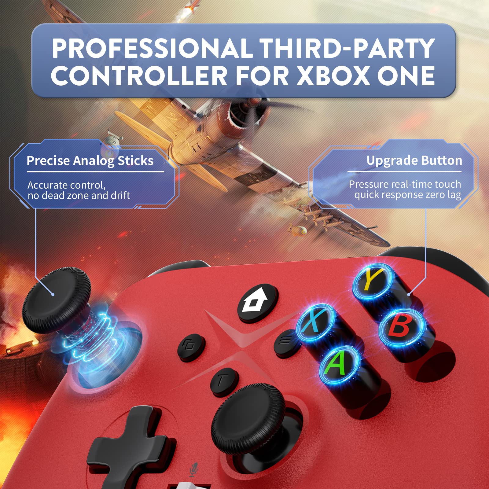 2 Pack Wireless Xbox Controller for Xbox Series X/S & Xbox One X/S | PC Gaming | Dual Vibration | 3.5mm Audio Jack | Macro & Turbo Buttons | Includes 2.4GHz Adapter (White+Red) - Perfect for Multiplayer Gaming & Competitive Play