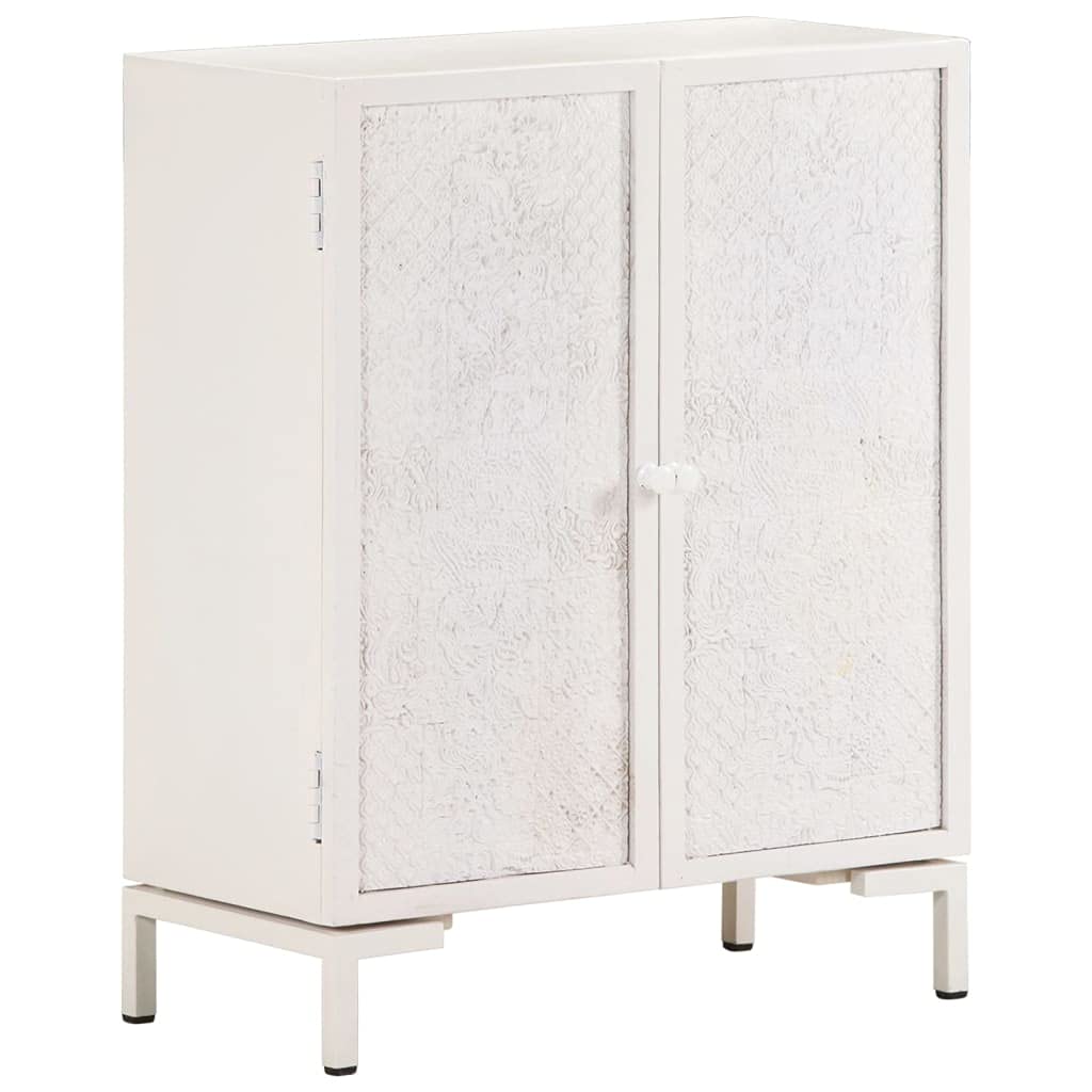 Rustic Wooden Side Cabinet with 2 Doors & Iron Frame - 23.6