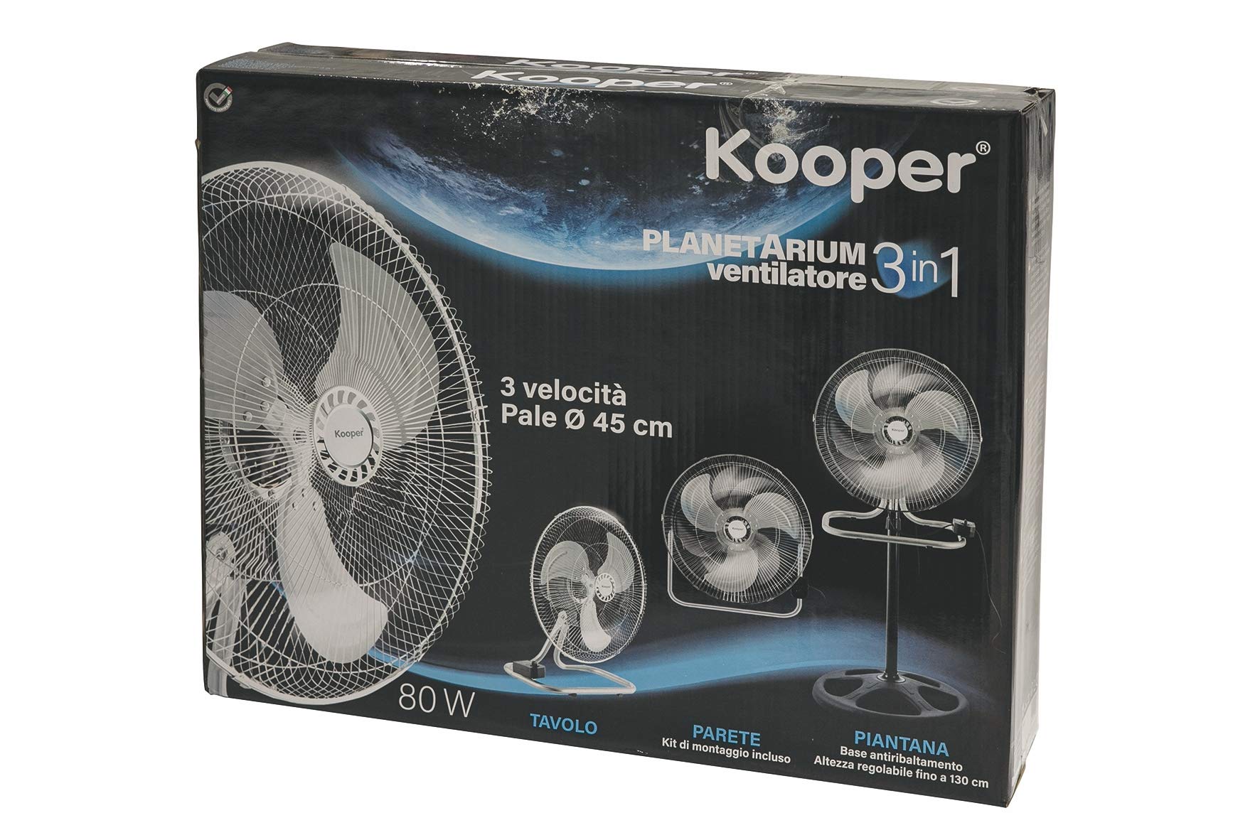 Kooper 3-in-1 High Velocity Fan - 80W Powerful Motor with 45° Adjustable Airflow Blades - Perfect for Home, Office & Outdoor Cooling
