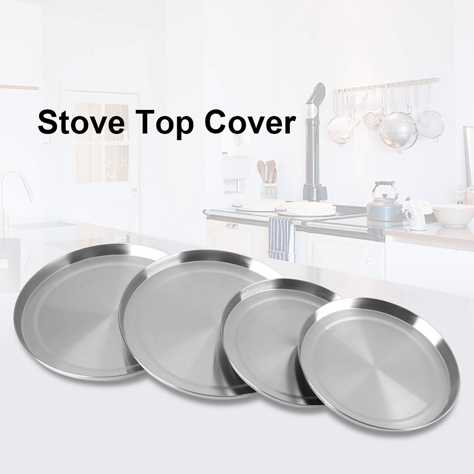 4Pcs Silver Stove Cover Set - Durable Kitchen Stove Top Burner Covers for Any Home Kitchen Design, Perfect for Protecting and Enhancing Stove Appearance