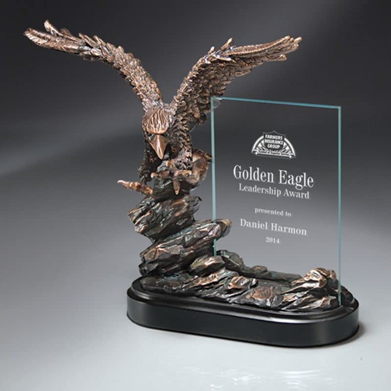 Custom Engraved Eagle Trophy Award with Glass Base - Perfect for Sports, Corporate & Academic Achievements