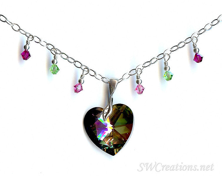Sunset Heart Crystal Charm Pendant Necklace - Elegant Bohemian Jewelry for Women | Perfect for Date Nights, Weddings & Special Occasions