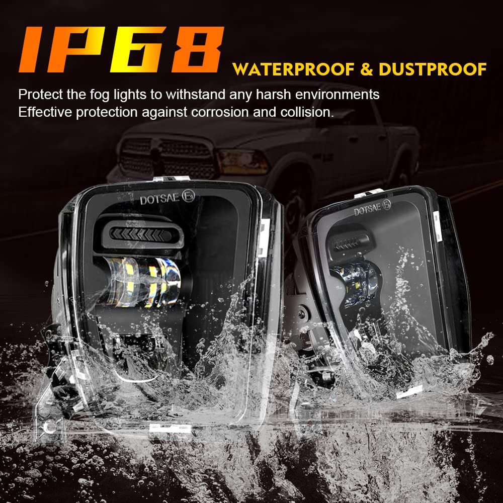 2013-2018 Dodge Ram 1500 LED Fog Lights - High Performance Black Fog Lamps Replacement for Truck Bumper - 2PCs Driving Accessories (Perfect for Night Driving & Off-Road Adventures)