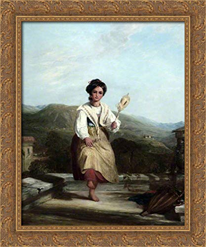 William Collins Spinning Girl of Sorrento 20x24 Inch Gold Ornate Wood Framed Canvas Art - Perfect for Living Room, Bedroom, or Office Wall Decor