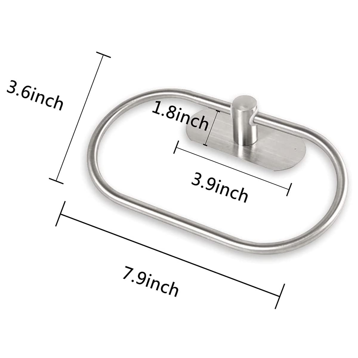 No Drill Self-Adhesive Towel Ring Holder - 304 Stainless Steel Bathroom Towel Rack with Brushed Nickel Finish (Silver) - Perfect for Small Spaces, Apartments, RVs & Dorm Rooms