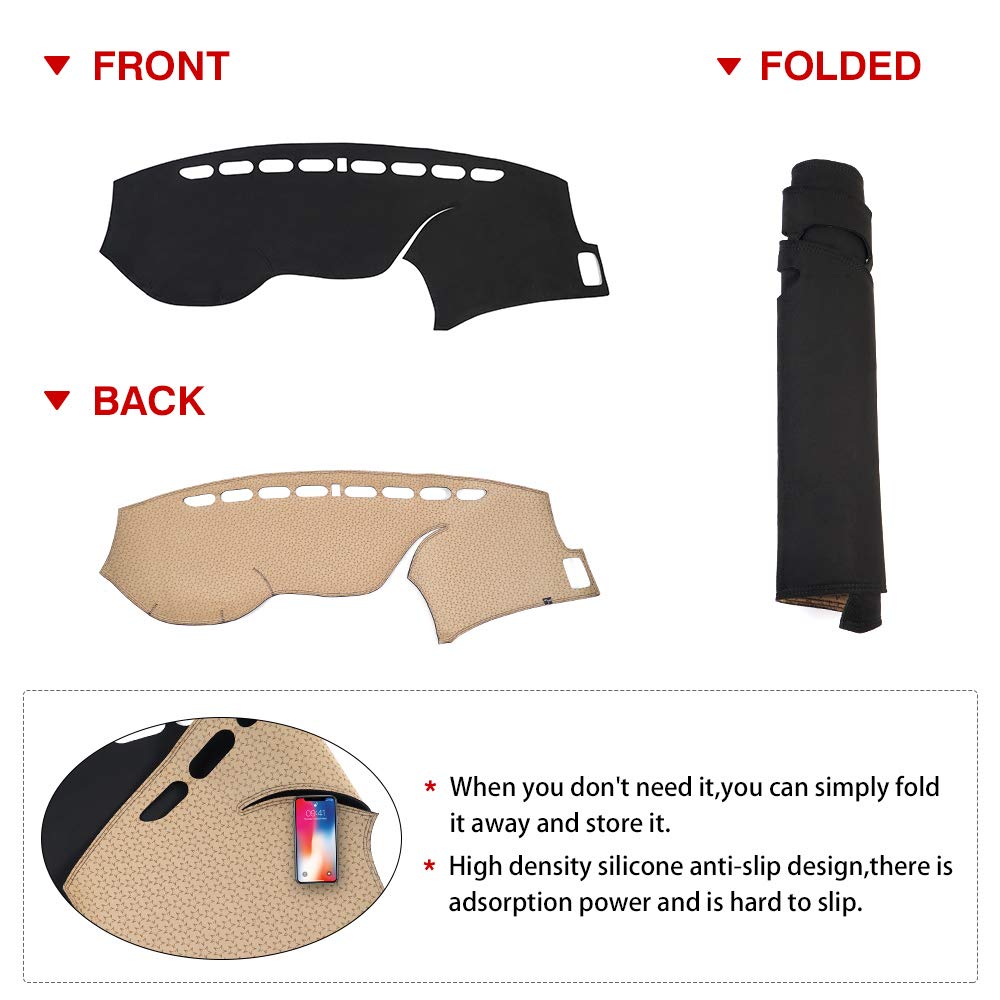 Cartist Dashboard Cover Mat for 2013-2017 Honda Accord - Flannel Dash Mat Sunshade Protector for UV Rays & Glare Reduction - Perfect for Summer Driving & Interior Protection