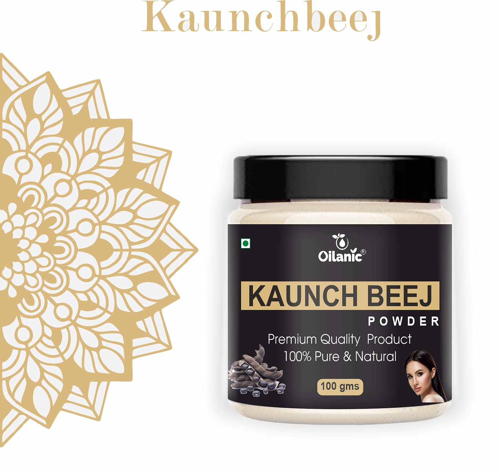 Oilanic 100% Pure Natural Kaunch Beej Powder for Skin & Hair Care - 100g | Organic Ayurvedic Supplement for Hair Growth & Glowing Skin | Perfect for DIY Face Masks & Hair Treatments