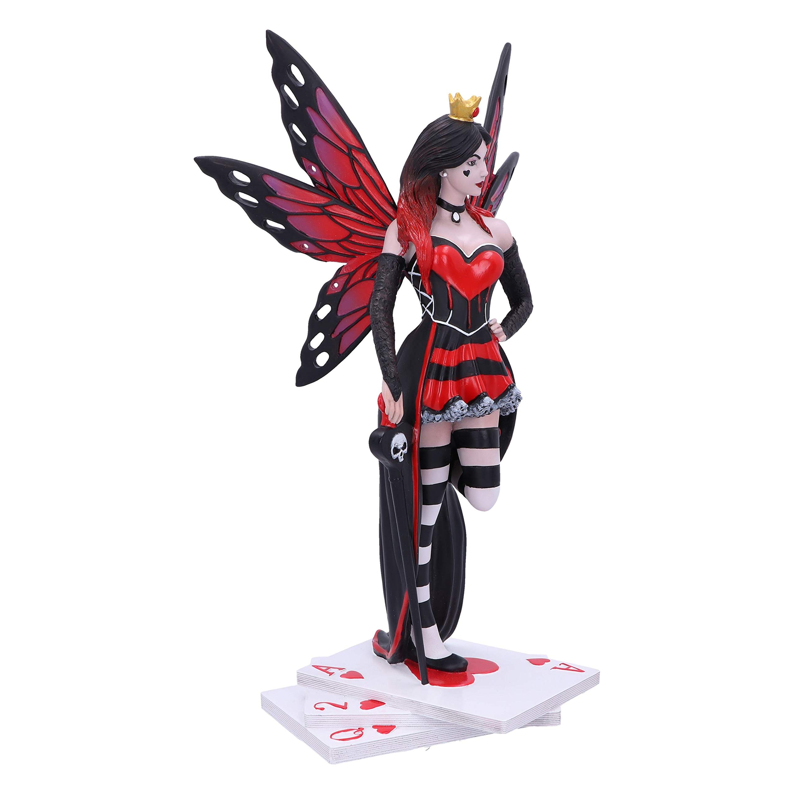 Nemesis Now Alice in Wonderland Queen of Hearts Fairy Figurine - 10.2 Inch Red Card Themed Collectible Statue - Perfect for Home Decor, Gift for Fantasy Lovers & Disney Fans