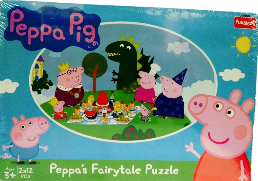 Funskool Peppa Pig Fairy Tale 2-in-1 Educational Puzzle Set - 24 Pieces (2x12) for Kids Ages 3+ | Preschool Learning Toy for Storytelling & Problem Solving Skills