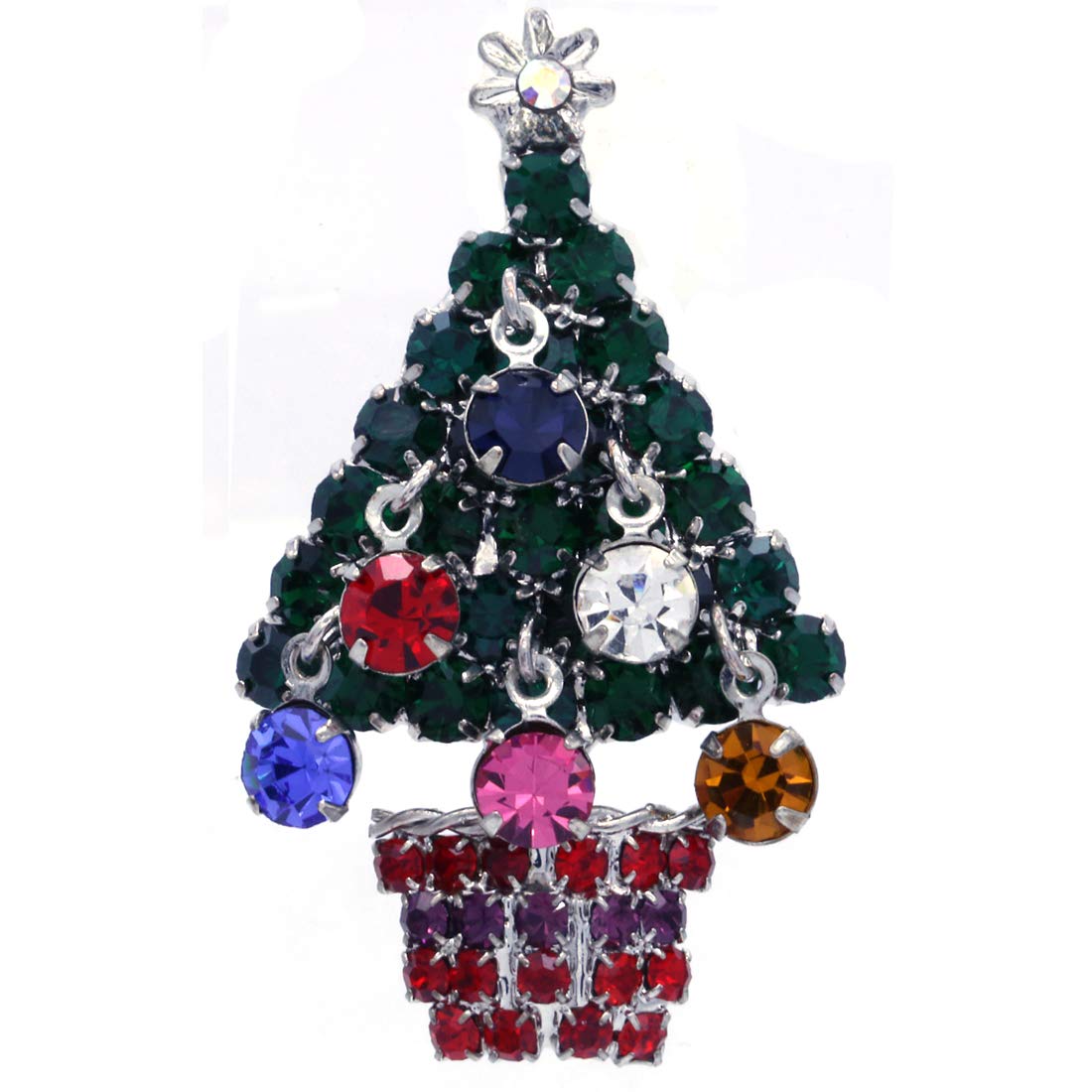 Festive Christmas Jewelry - Poinsettia Flower & Candy Cane Charm Brooch Pin for Holiday Outfits, Gifts & Party Accessories