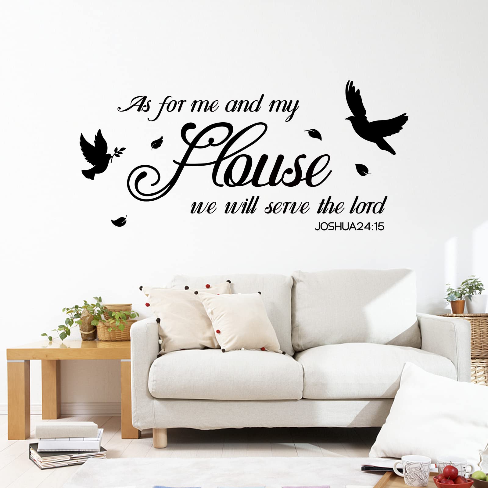 SUPERDANT Bible Verse Wall Decals - 'As For Me and My House We Will Serve The Lord' Vinyl Lettering Stickers - Religious Home Decor for Nursery, Living Room, Bedroom - Easy Peel & Stick Wall Art for Christian Families