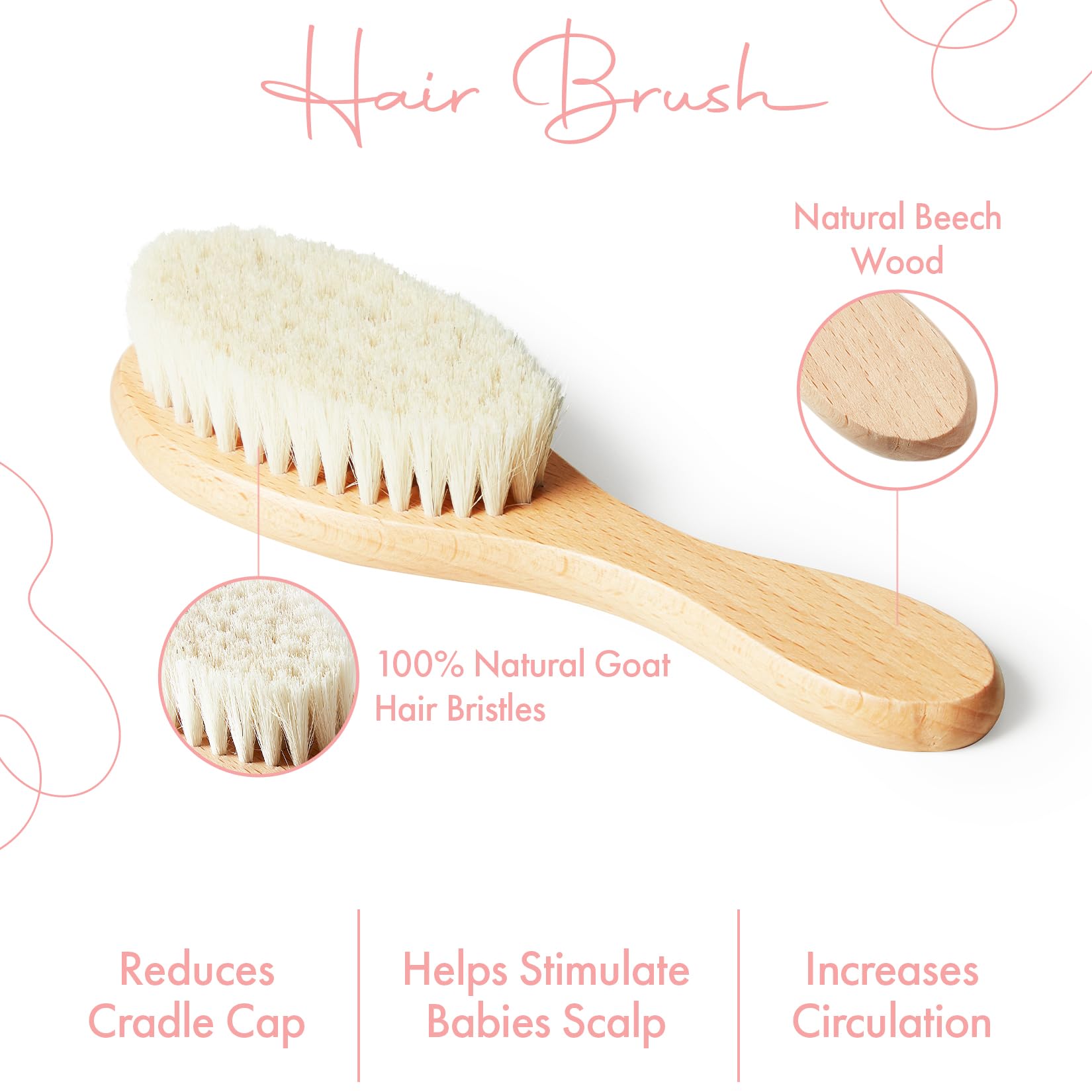 MYZI Baby Hair Brush Set - Soft Newborn Comb & Brush for Boys & Girls - Perfect Baby Shower Gift