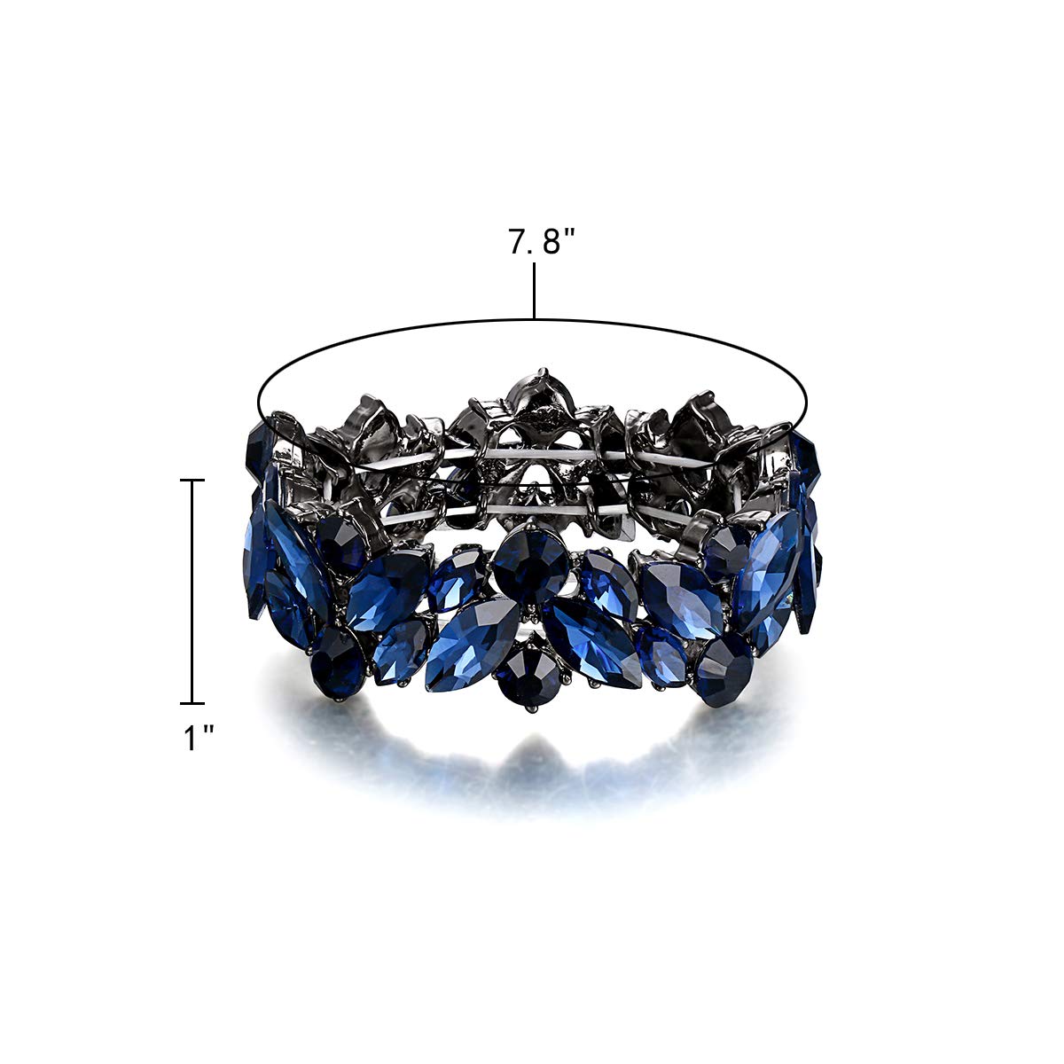 EleQueen Women's Austrian Crystal Teardrop Elastic Tennis Bracelet - 2 Layer Marquise Cut Bridal Stretch Bracelet for Wedding, Party & Special Occasions