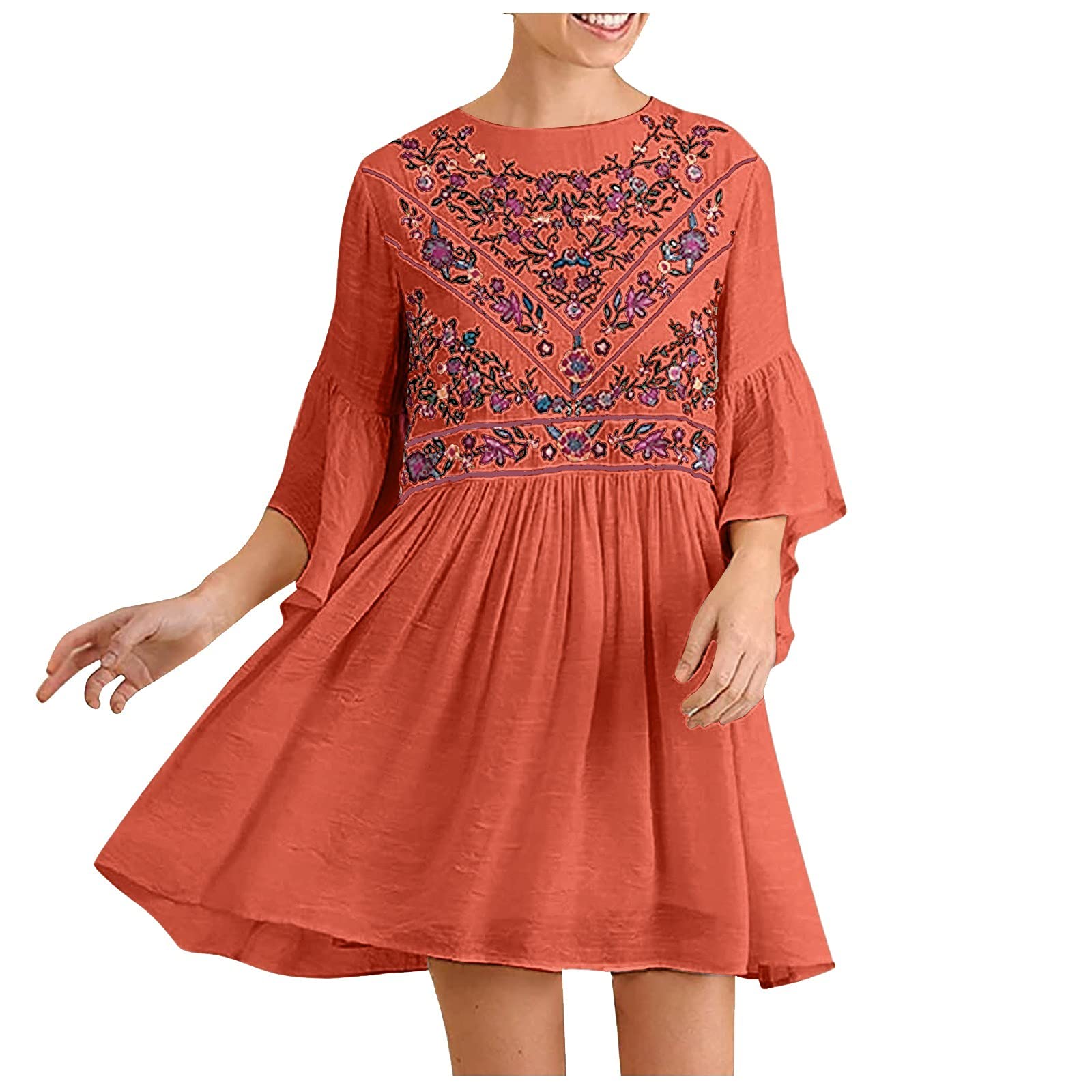 Women's Lace Plaid Sleeve T-Shirt & Embroidery Skirt Casual Dress Set - Loose Fit Short Black Dress for Summer Outfits, Date Night & Beach Vacation