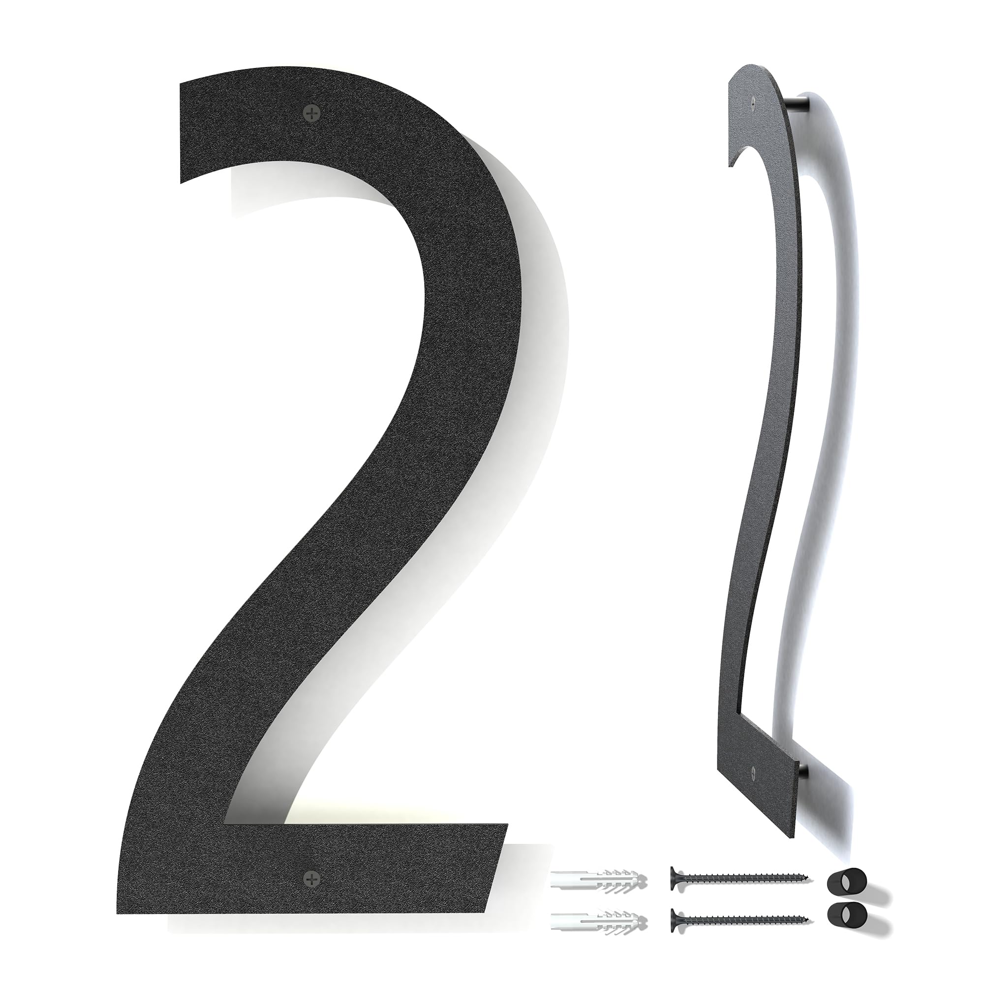 12 Inch Floating Metal House Numbers for Mailbox - Rust-Proof Black Coated Modern Address Plaque with Nail Kit | Durable Outdoor Home Signage for Front Door, Porch & Garden Decor