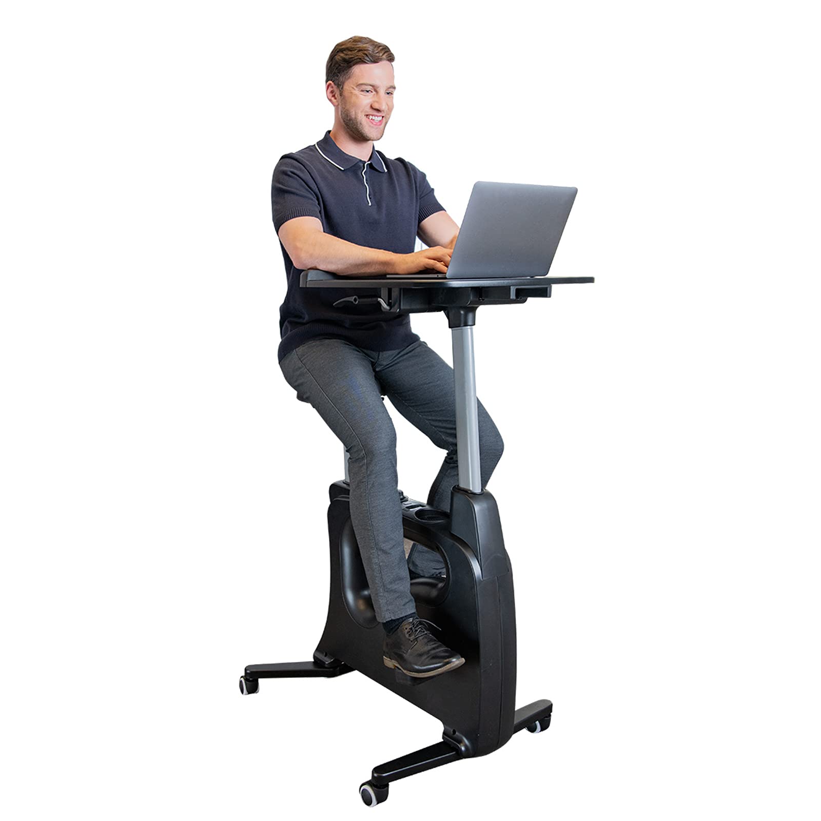 FlexiSpot Adjustable Desk Bike - Home Office Workstation with Standing Exercise Bike for Indoor Cycling | Ergonomic Height-Adjustable Desk Cycle for Work & Fitness
