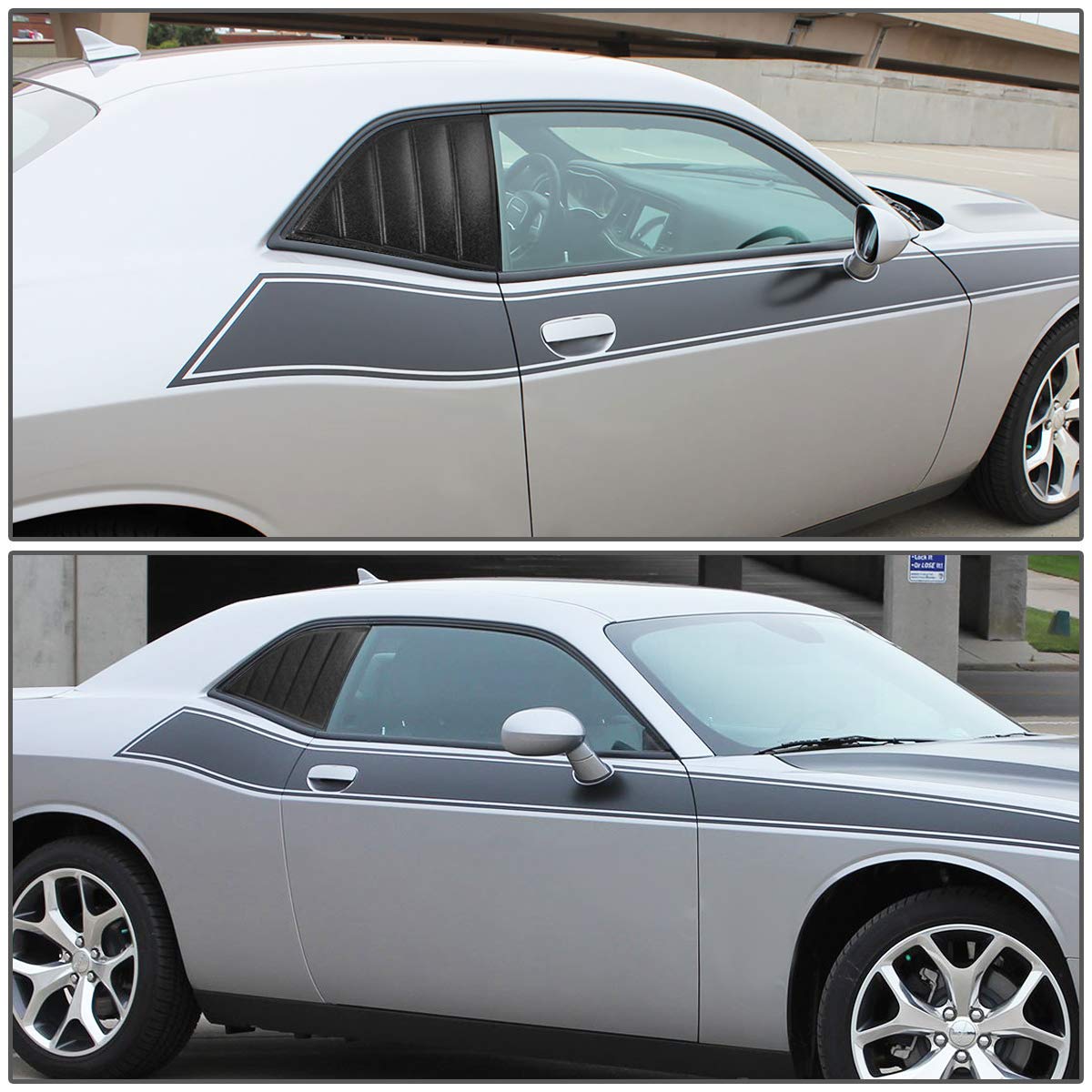 Auto Dynasty 3Pcs Tape-On Rear & Quarter Side Window Louver Sun Shade for 2008-2019 Dodge Challenger | UV Protection & Style Upgrade | Perfect for Summer Driving & Car Shows