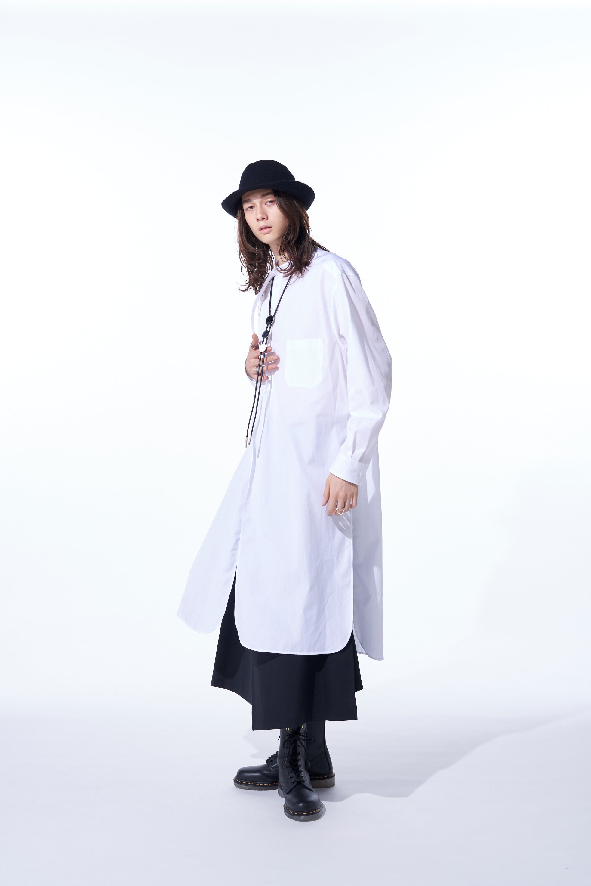 Premium Cotton Broadcloth Stand Collar Long Shirt with Rounded Hem - Classic Casual Wear for Men & Women | Perfect for Office, Dating & Everyday Outfits