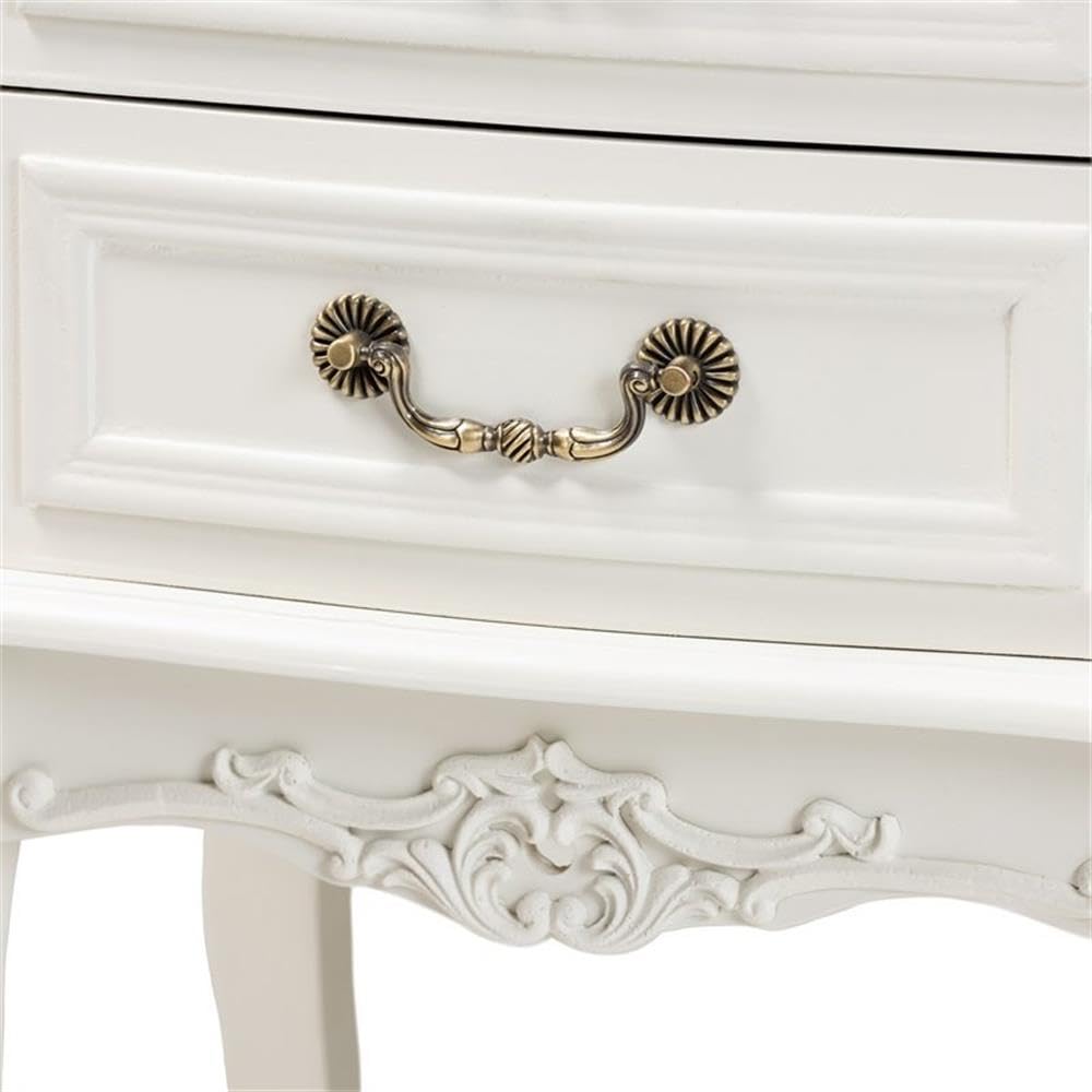 BOWERY HILL White Oak Wood Nightstand with 2 Drawers - Modern Bedside Table for Bedroom, Living Room, or Office Storage