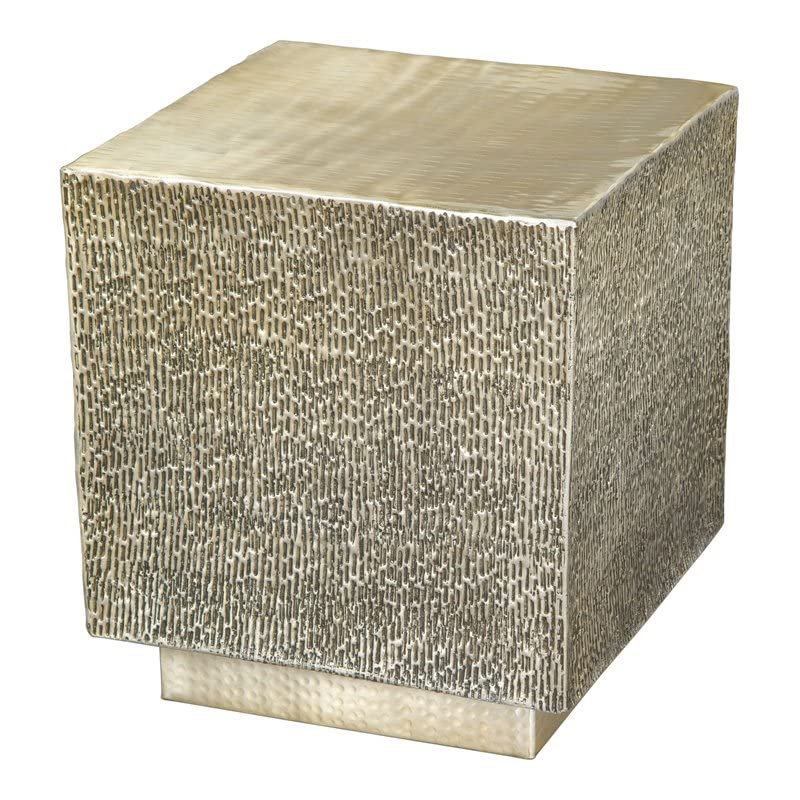 Modern Aluminum Side Table with Antique Gold Finish - Elegant Living Room Accent Table for Coffee, Books & Decor | Eden Home Collection