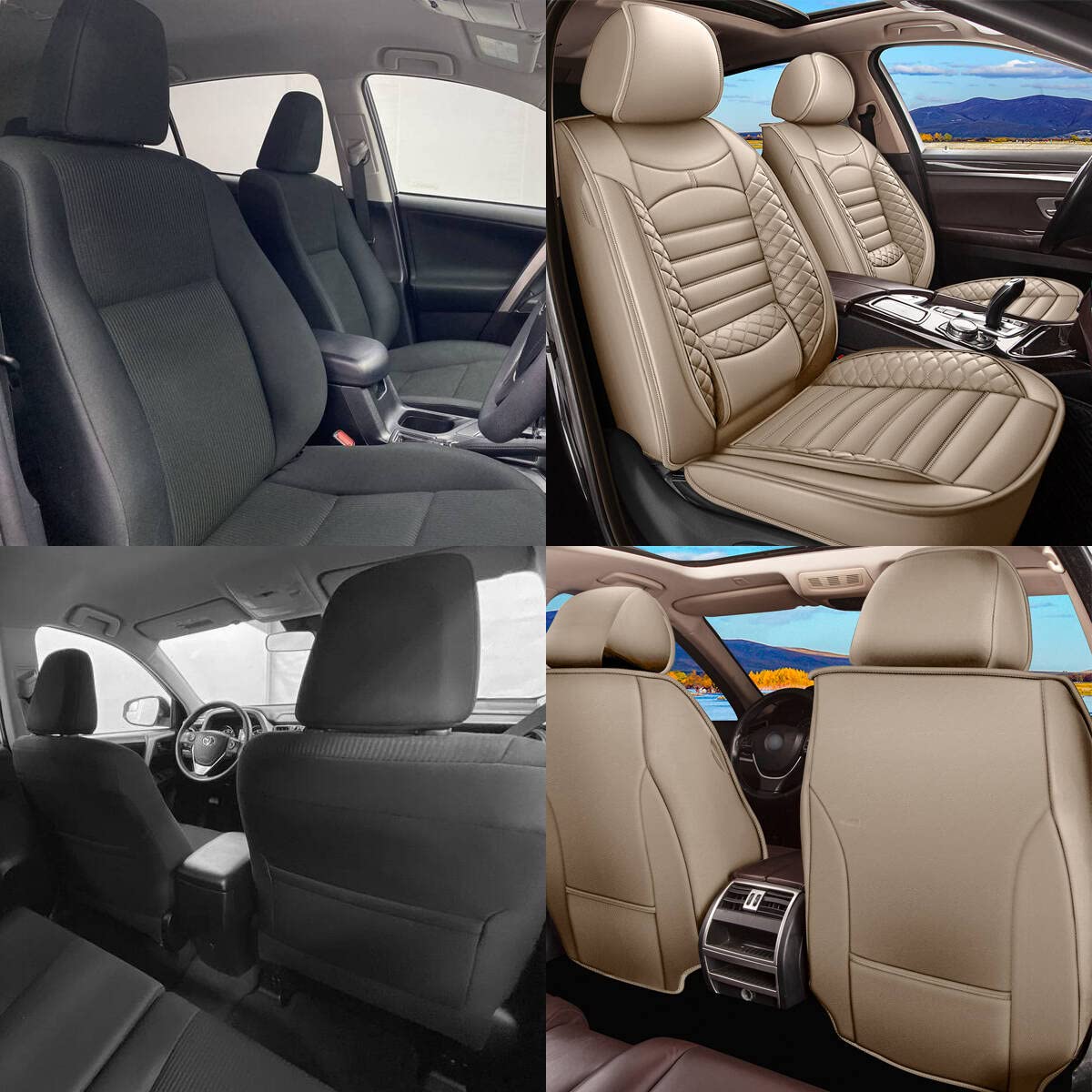 Premium Faux Leather Waterproof Seat Covers for BMW X5 (2007-2025) - Front Pair with Airbag Compatibility - Beige - Perfect for Daily Commute, Road Trips & Car Protection