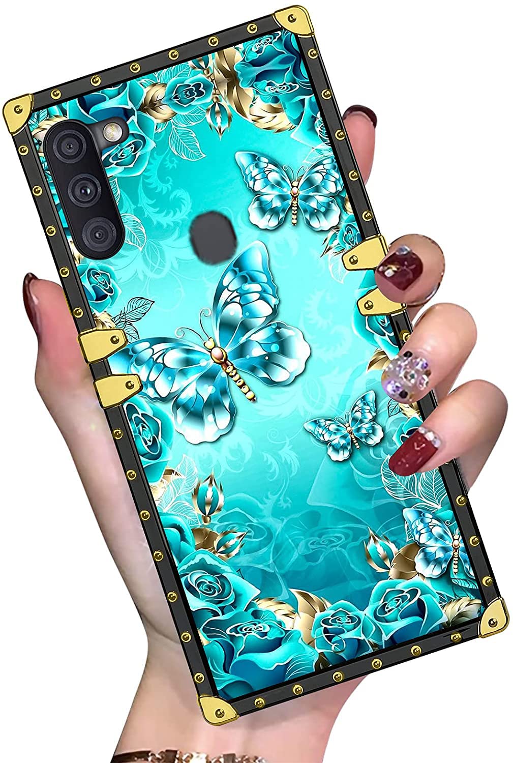**Elegant Blue Butterflies Samsung Galaxy A11 Case for Women & Girls – Luxury Glitter Soft TPU Slim Shockproof Protective Cover for Samsung Galaxy A11 6.4 Inch (2020) – Perfect for Everyday Use, Work & Travel**