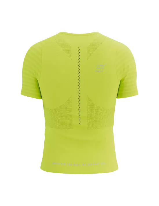 Compressport Men's Racing Short Sleeve T-Shirt - High Performance Running Shirt for Men - Safe Yellow - Ideal for Marathon, Triathlon & Outdoor Sports