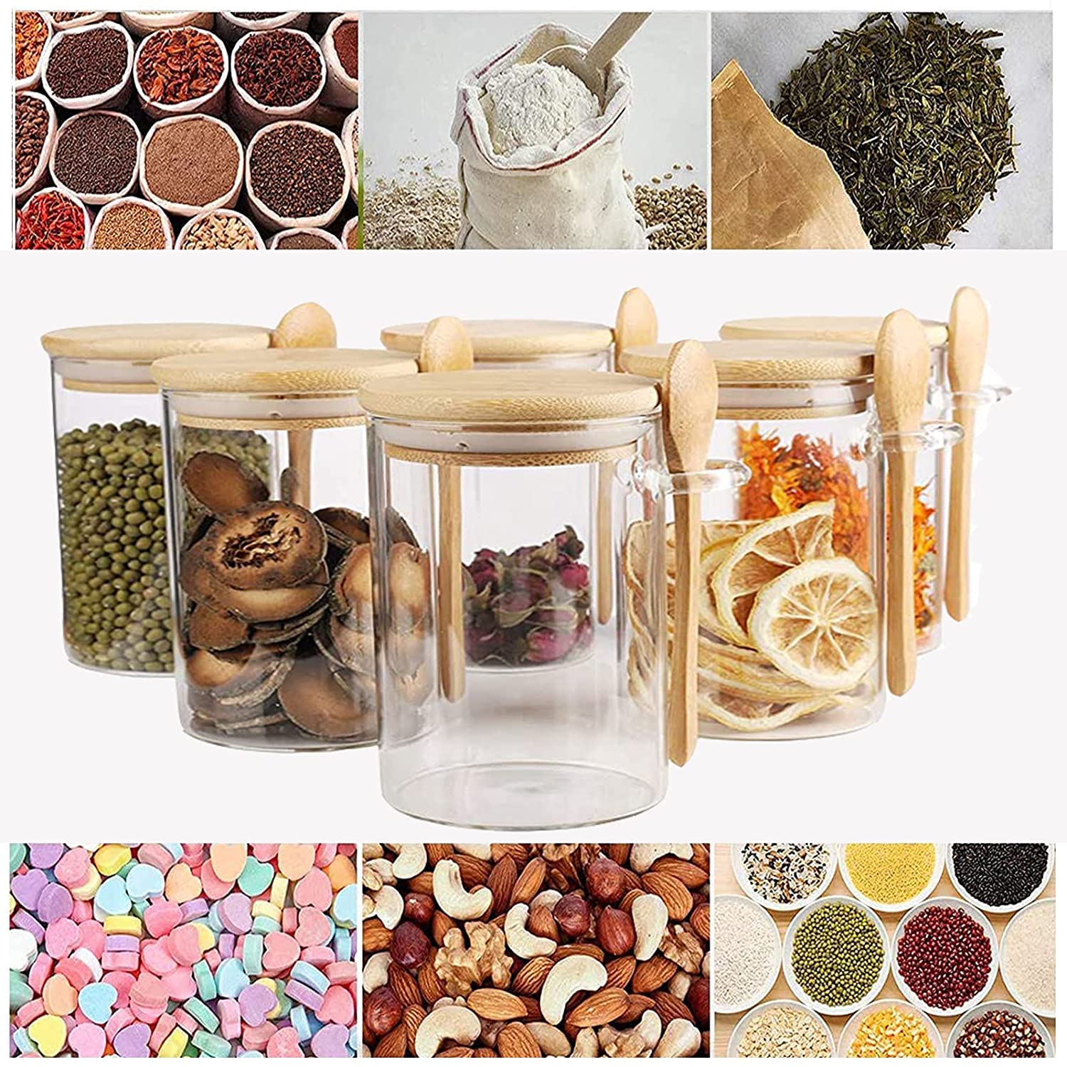 17oz Glass Food Storage Containers with Airtight Lids - Clear Pantry Jars for Coffee, Tea, Cereal, Flour, Sugar & Dry Goods | Ideal for Kitchen Organization & Bulk Food Storage