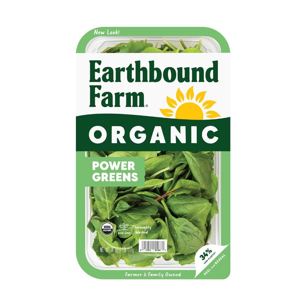 Organic Power Greens by EARTHBOUND FARM - 16 oz | Nutrient-Rich Superfood Blend for Smoothies, Salads & Healthy Meals | USDA Certified Organic Leafy Greens