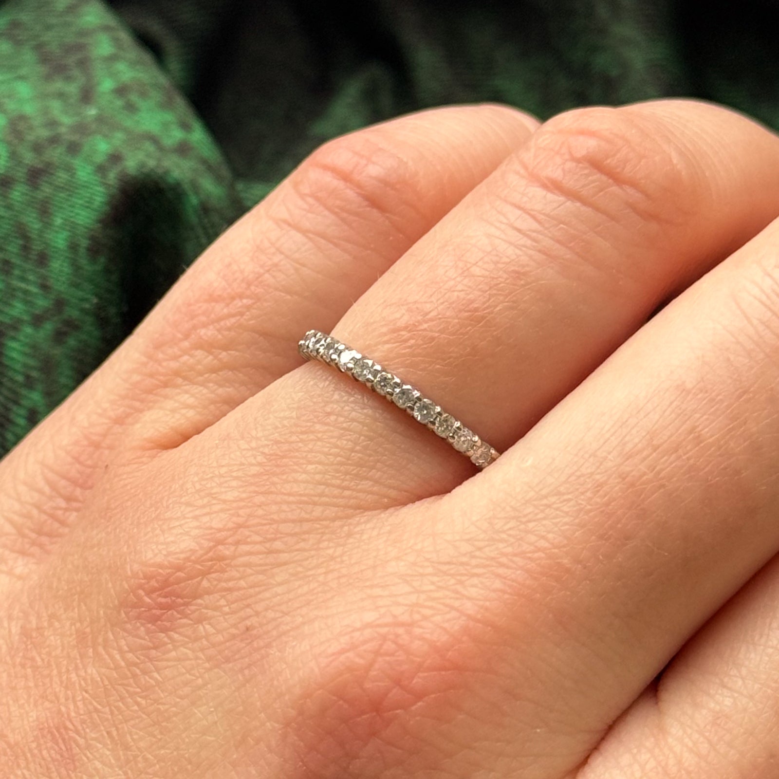 Semi Eternity Diamond Wedding Band Ring - 0.26ctw Round Cut Diamonds in 14K White Gold - Size 6.25 - Perfect for Anniversary, Engagement & Bridal Jewelry Gifts
