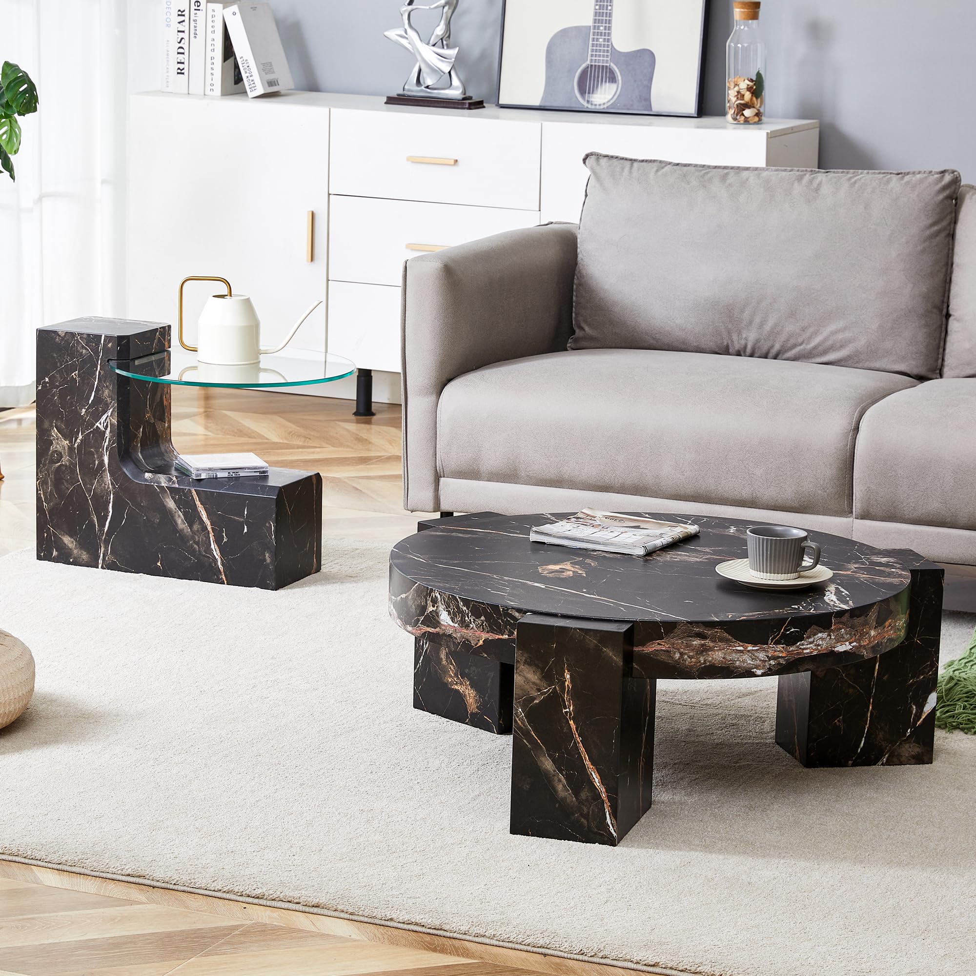 Modern Round Coffee Table Set of 2 - 30