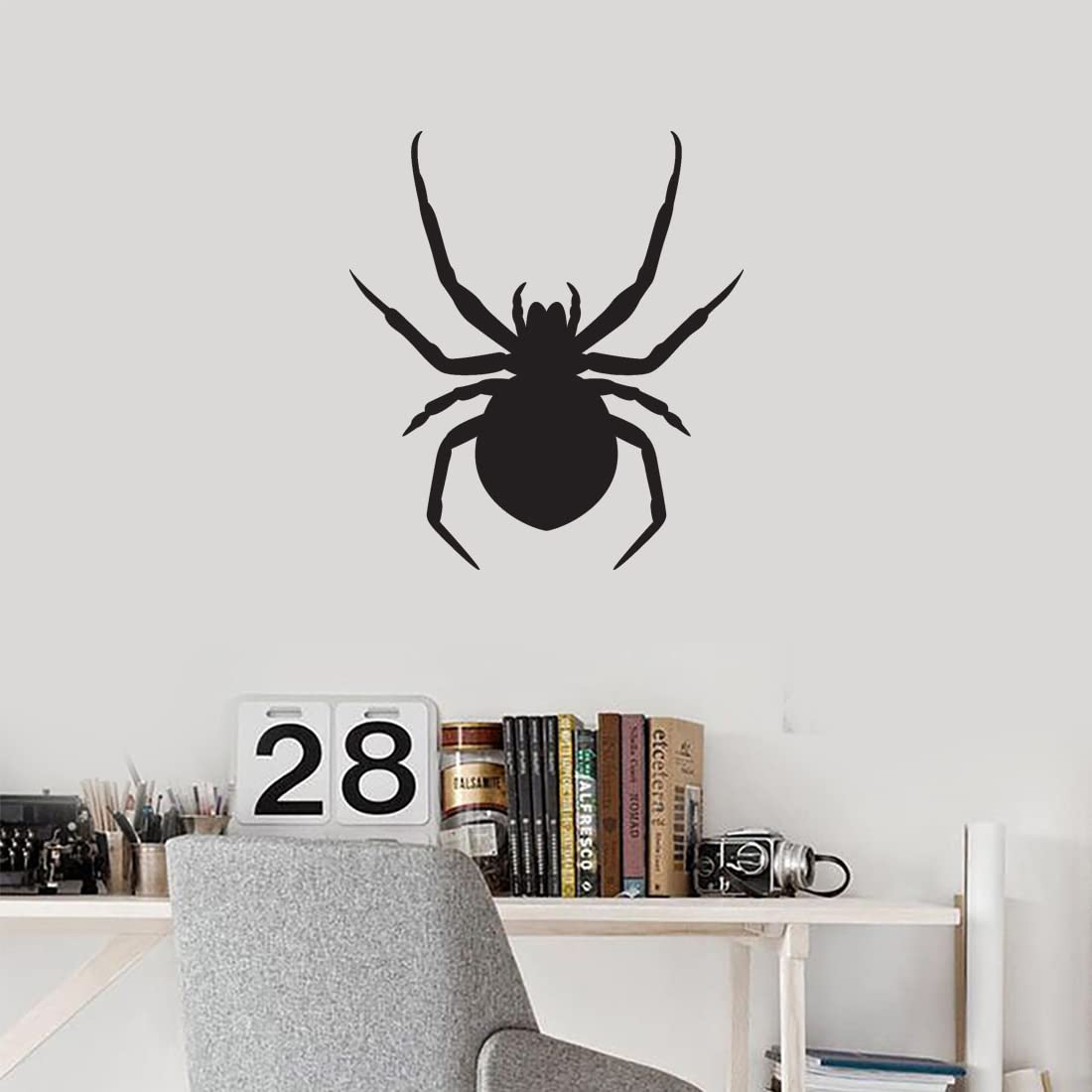 Premium Waterproof Vinyl Halloween Spider Decals (Set of 2) - Black Spider Stickers for Laptop, Phone, Helmet, Car Window, Mug & Wall Decor - Perfect for Halloween Party, Home & Office Decoration