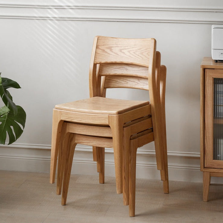Solid Oak & Ash Wood Stacking Dining Chairs - Heavy Duty & Space-Saving for Restaurants, Events & Home Use