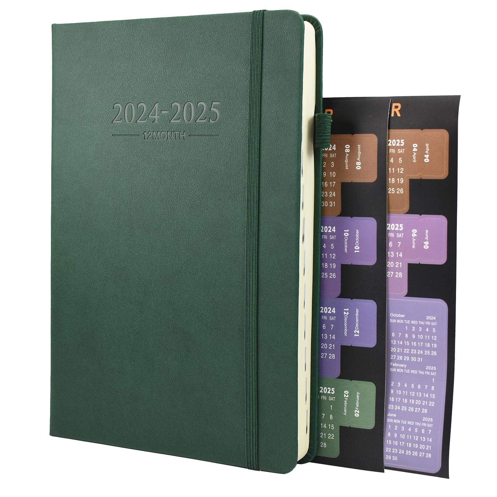 2024-2025 Academic Planner - A5 Daily Diary with Monthly Tabs, Pen Loop & Inner Pocket (Green) | July 2024 to June 2025 Student Planner for Productivity, School & Office Organization