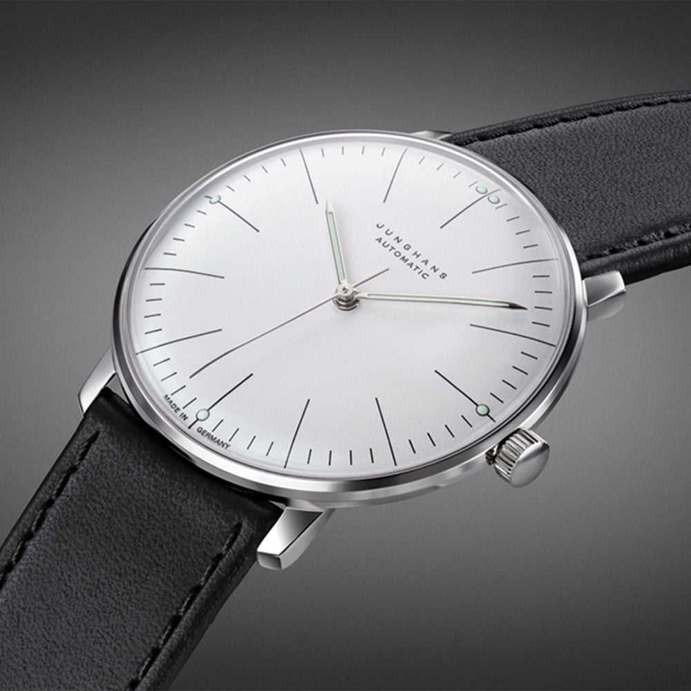Max Bill Automatic Watch 38mm Sapphire Crystal Silver Dial Leather Strap - Perfect for Business, Casual & Formal Occasions