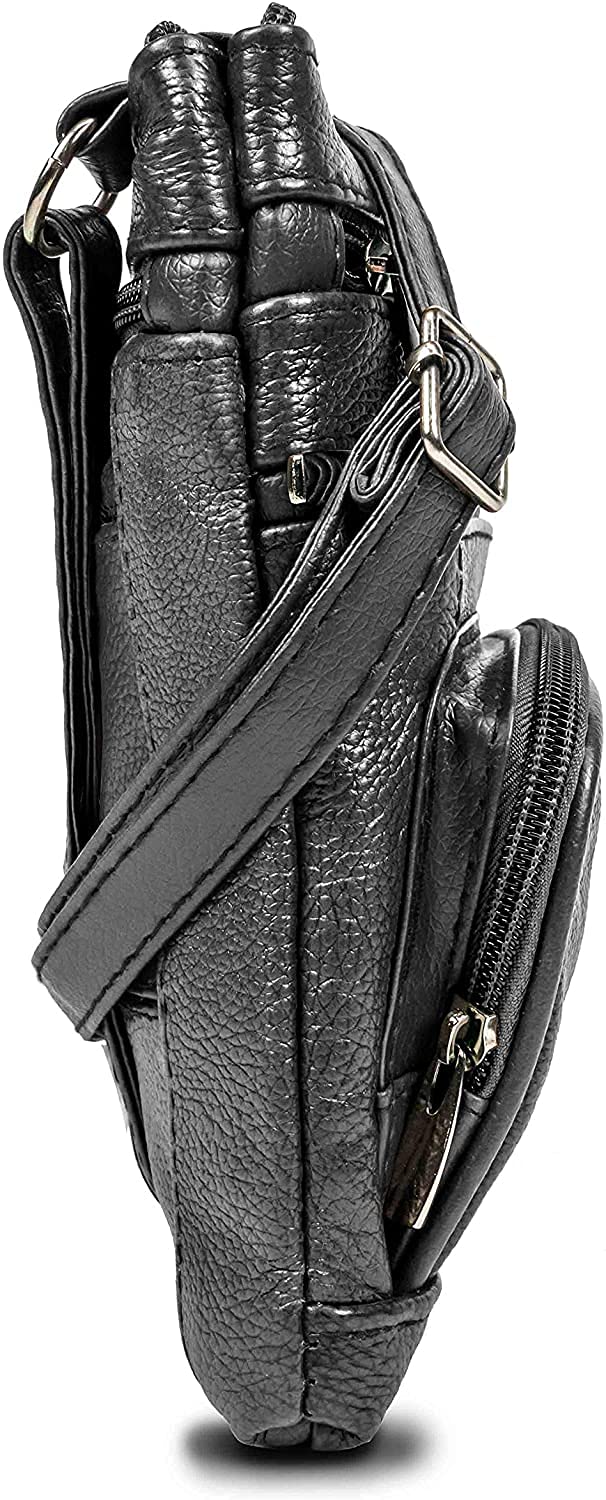 Krediz Genuine Leather Crossbody Bags for Women - Multi-Pocket Adjustable Strap Shoulder Purse, Soft & Durable Leather Handbag - Perfect for Travel, Shopping & Everyday Use