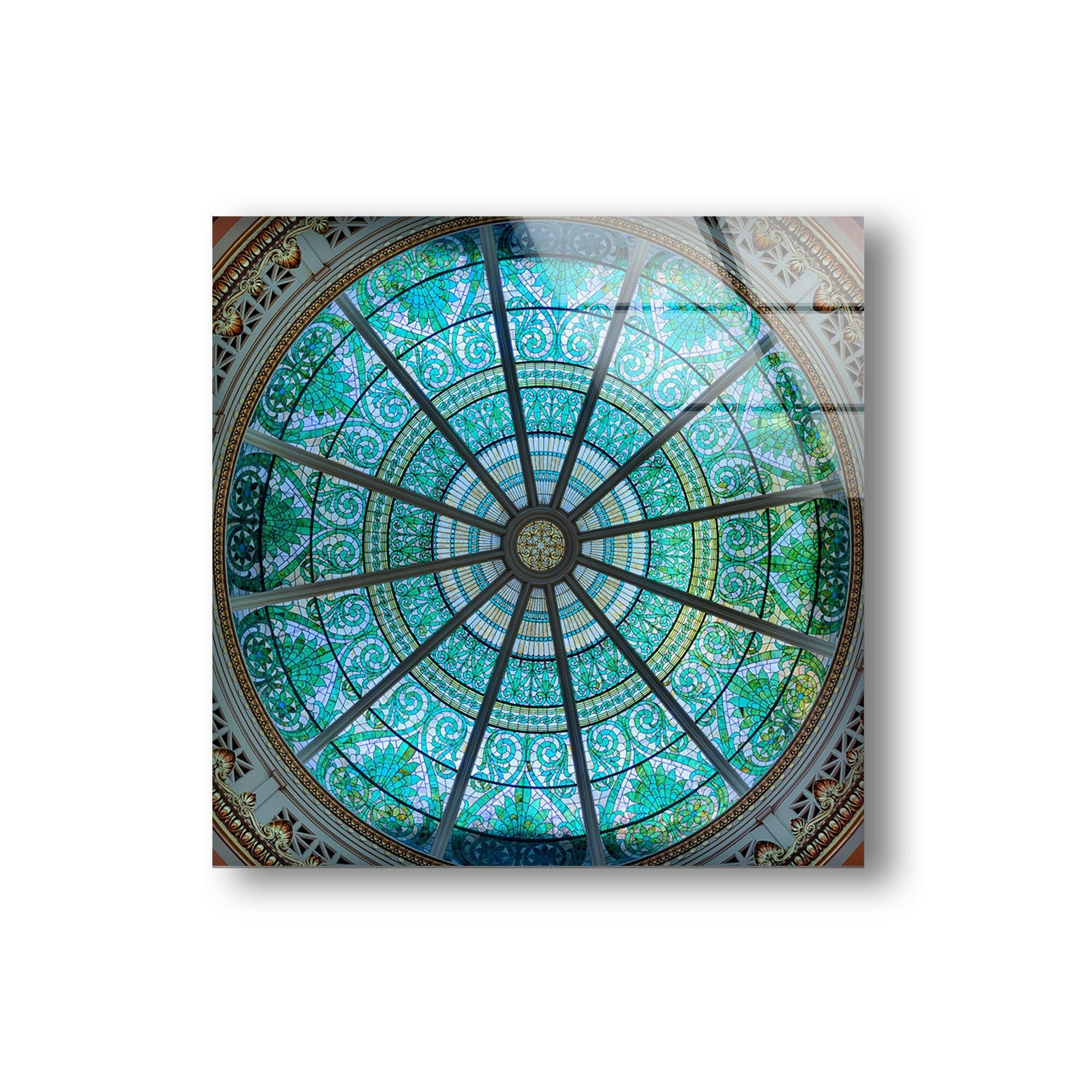 Stained Glass Blue Church Window Wall Art - Handmade Gothic Decor for Home, Office & Wedding Venue