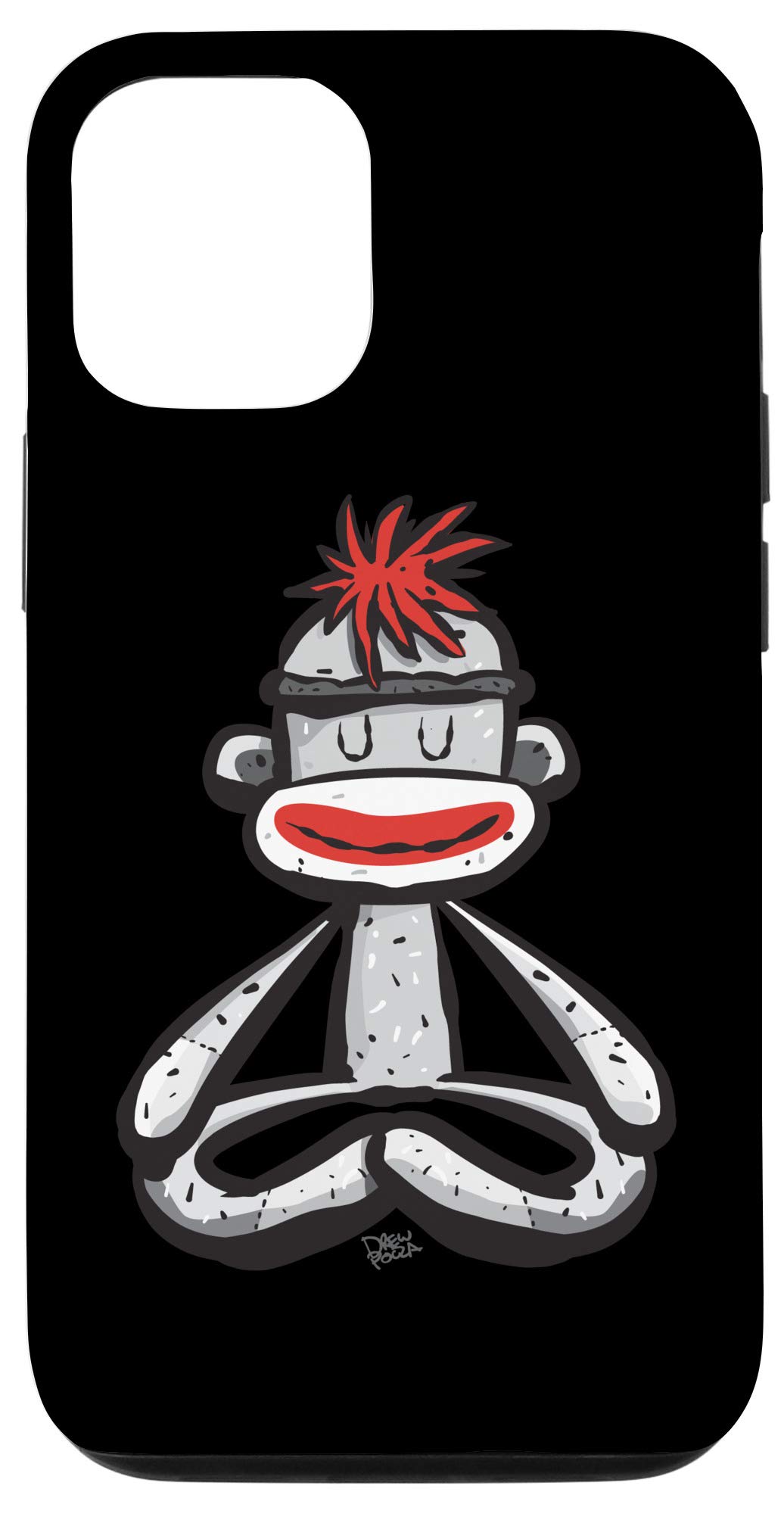 iPhone 12/12 Pro Sock Monkey Yoga Pose Phone Case - Cute Mindfulness Meditation Lotus Sitting Design for iPhone 12 & 12 Pro - Perfect for Yoga Lovers, Meditation Practitioners & Unique Gift Ideas