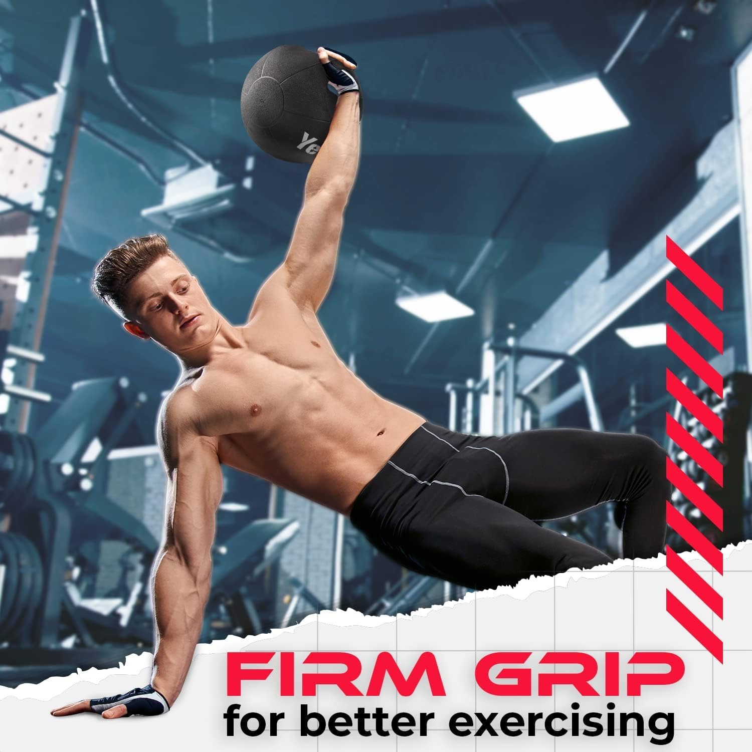 Yes4All Dual Grip Medicine Ball - 6-30lbs Weighted Exercise Ball with Handles for Strength Training, Cardio Workouts & Balance Improvement - Perfect for Home Gym, CrossFit & Functional Fitness Training