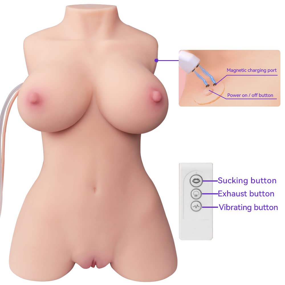 12.7LB Automatic Cleaning Sucking Vibrating Male Masturbator - Lifelike Torso Sex Doll with Big Boobs & Realistic Ass - Adult Sex Toy for Vaginal, Anal & Breast Stimulation - Perfect for Solo Play & Couples Fantasy Scenes