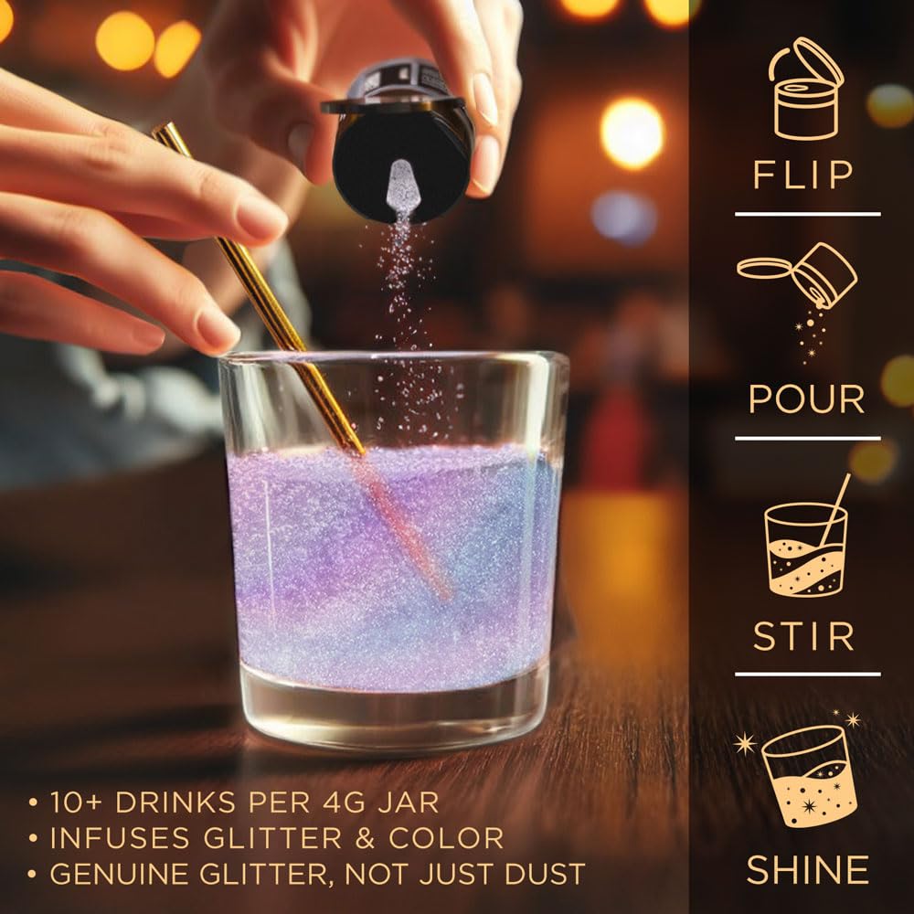 Edible Glitter for Drinks - Purple Iridescent Brew Glitter for Cocktails, Beer & Beverage Garnish | 100% Food Grade, Vegan, Gluten & Nut Free | Perfect for Party Drinks, Wedding Cocktails & DIY Baking Decorations (25g Spray Pump, Purple Iridescent)