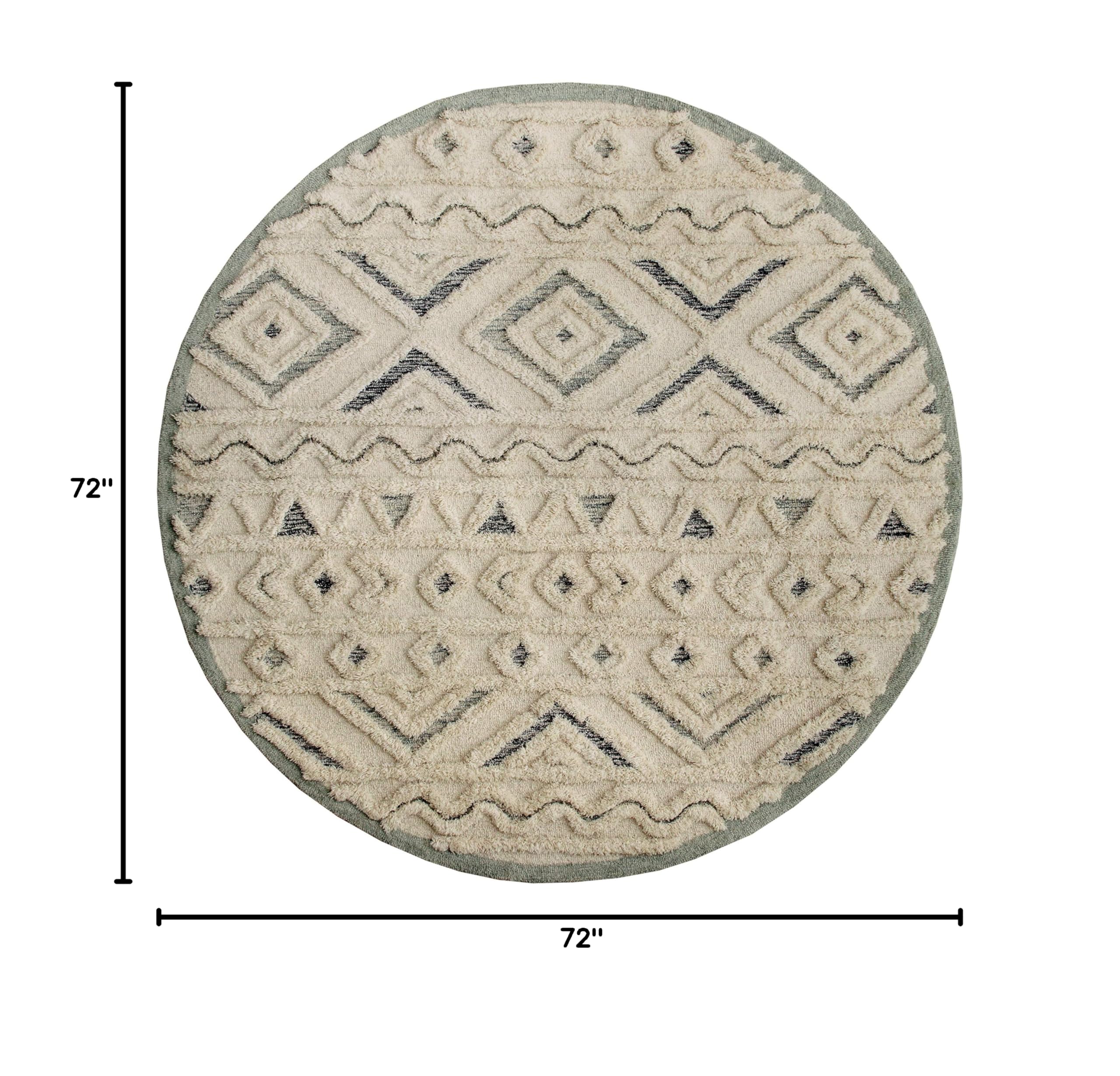 LR Home 6ft Round Natural Wool Area Rug - Hand Tufted Modern Farmhouse Boho Style Carpet for Bedroom, Living Room, Entryway & Playroom | Ivory Home Decor Rug | Perfect for Cozy Spaces, Boho Chic Interiors & Farmhouse Style Rooms