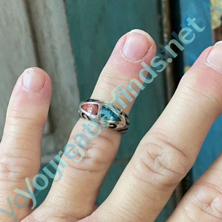 Turquoise Chip Mosaic Sterling Silver Ring Size 5 - Perfect for Boho Jewelry, Gift Giving & Everyday Wear