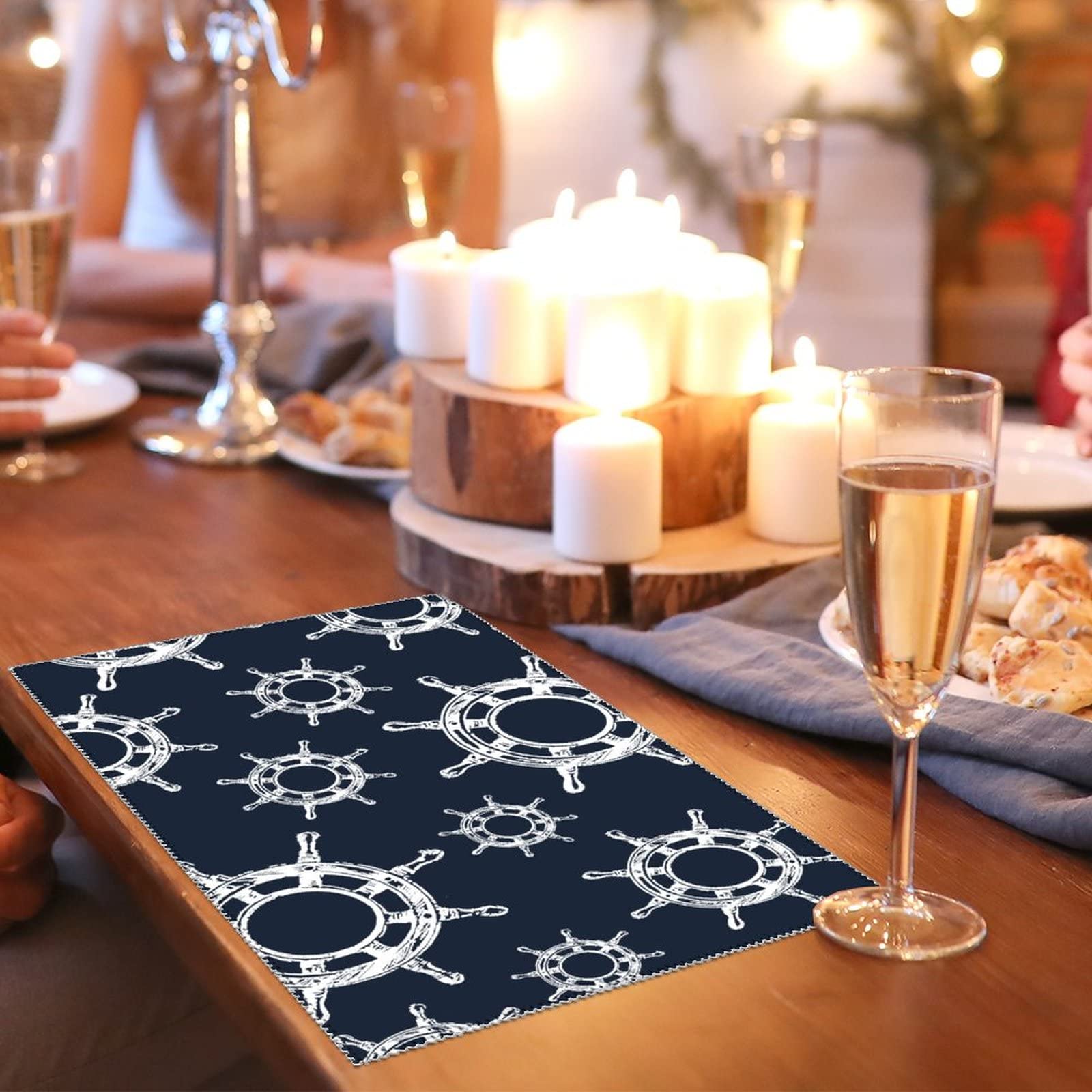 Coastal Coral Canvas Placemats 12×18in - Nautical Anchor & Sailboat Beach House Decor for Kitchen & Dining Table | Perfect for Coastal-Themed Homes, Summer Entertaining & Beach Vacation Vibes