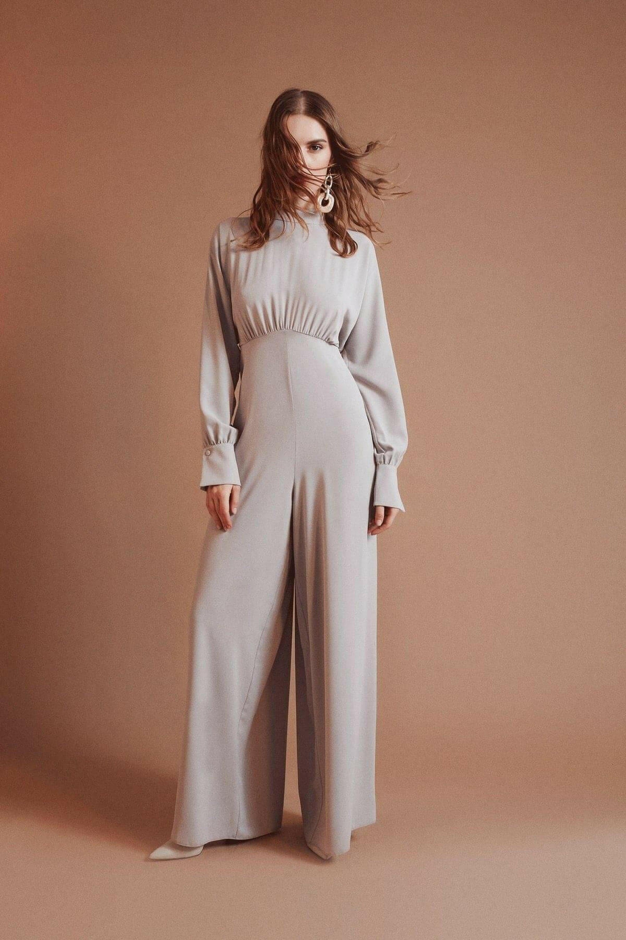 Stylish Draped Lisa Gathered High Waist Jumpsuit in Orange - Modest Romper for Women | Summer Casual Outfit, Beach Cover Up & Party Wear